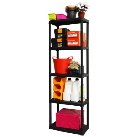 T60/5 Estantería plástica 5 estantes 60x30x176cm Negro