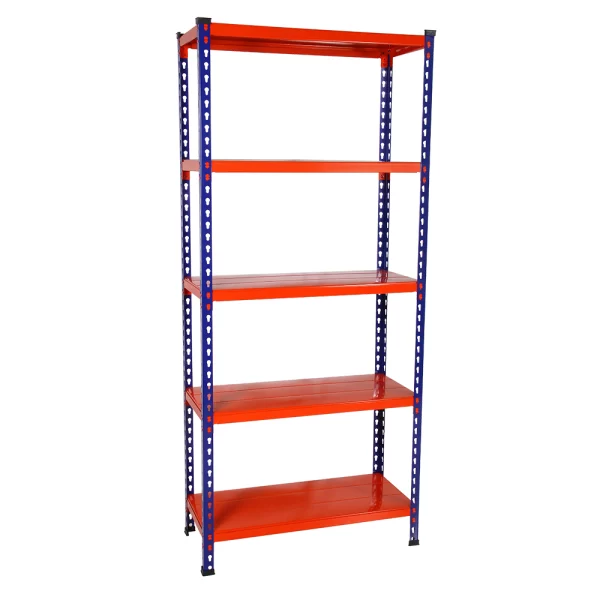 Mega Rack con 5 estantes metálicos azul y naranja